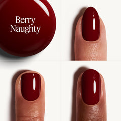 essie swatch on a nail wheel showing true deep berry payoff