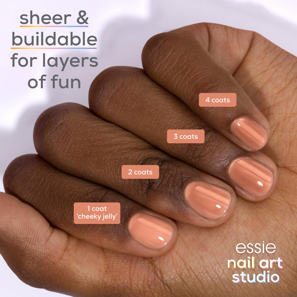 essie nail wheel swatches demonstrating sheer buildable coverage benefits