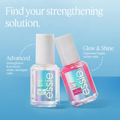 essie treatment displayed with base and top coats suggesting complete manicure routine