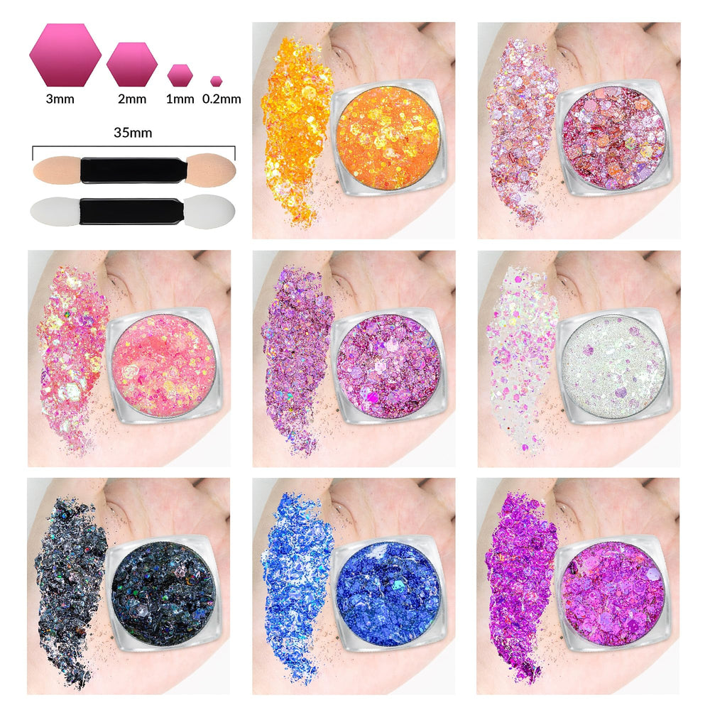 Estanoite application with finger pressing glitter onto cheek for easy use benefit