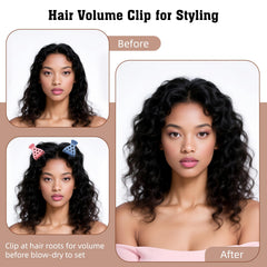 Estedro clip holding curly hair in place to create lifted roots and natural volume