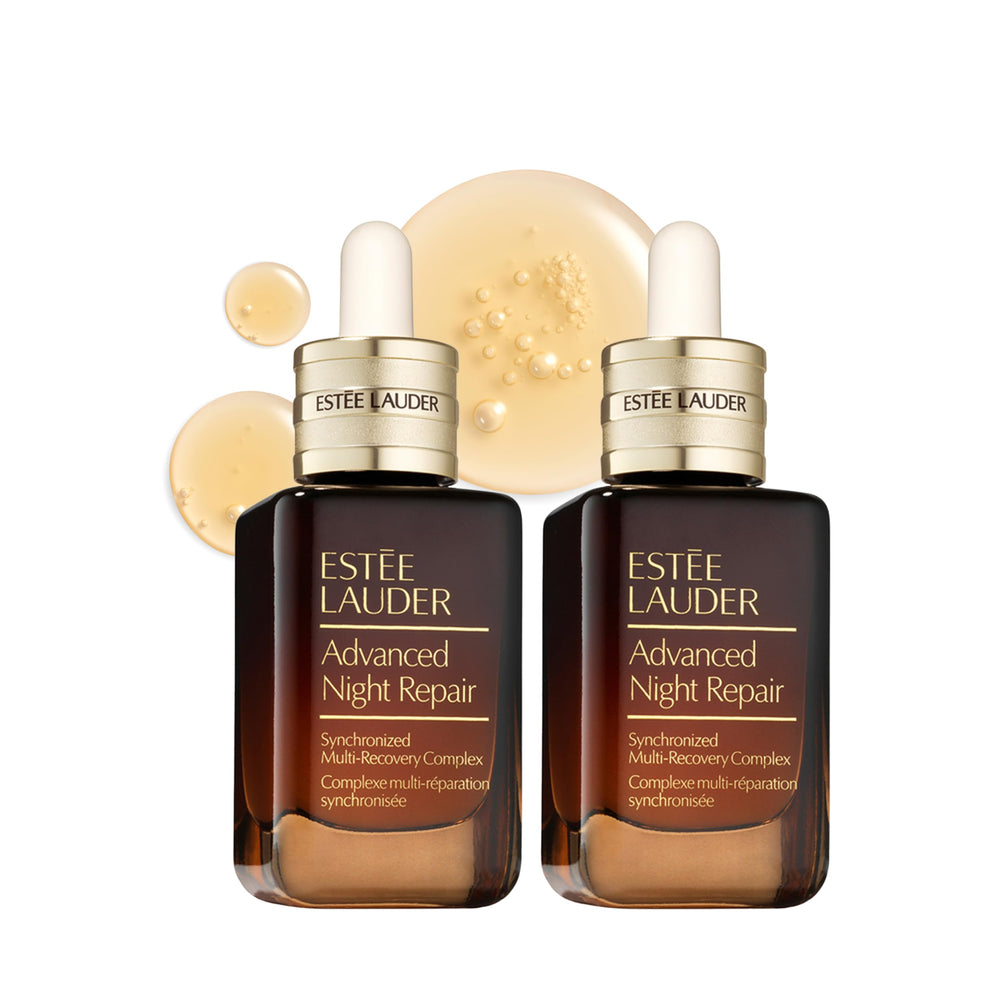 Estée Lauder front packaging showing duo bottles and product name benefits