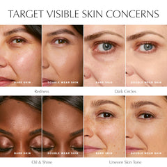Estée Lauder application with sponge delivering seamless buildable coverage