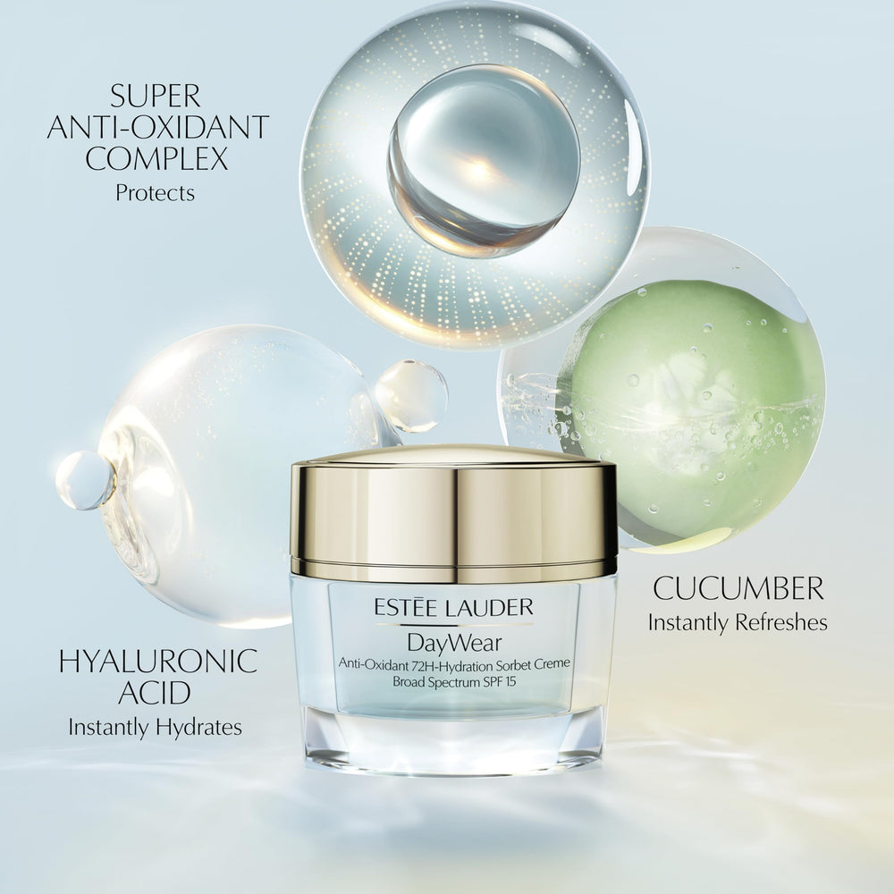 Estée Lauder label detail highlighting antioxidants and SPF