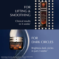 Estée Lauder packaging label close-up displaying ingredient claims and clinical testing notes