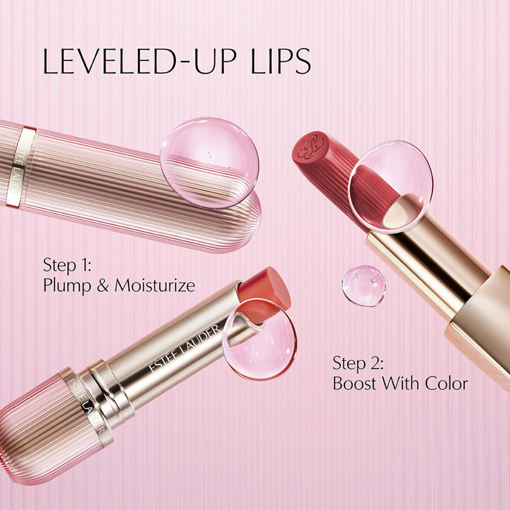 Estée Lauder lip balm in a handbag lifestyle shot showing daily convenience and quick touch-up benefit