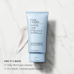 Estée Lauder jar on bathroom shelf with 3-minute timer suggesting quick moisture boost