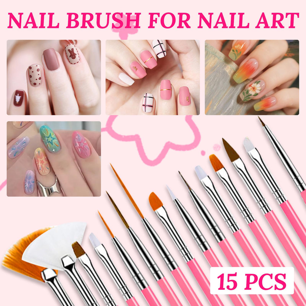ESUOHYM multi brush set laid out for precise nail strokes