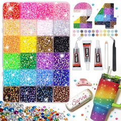 ESUOHYM front packaging showing complete bedazzling kit and included tools for easy crafting