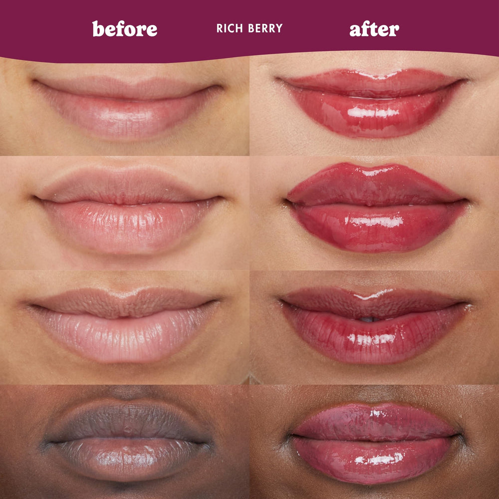 ESW Beauty close-up on lips showing berry tint and healthy sheen