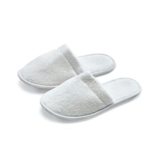 ESKYMODE front view white slippers showing clean design and indoor comfort