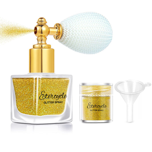 Etercycle gold front bottle showing retro perfume-style spray and portability
