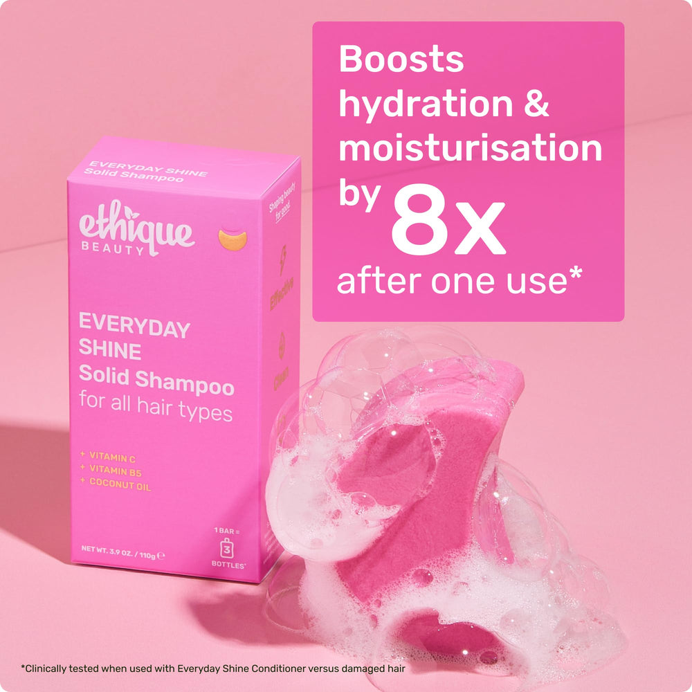 Ethique label ingredients detail with vitamins for shine and clarity