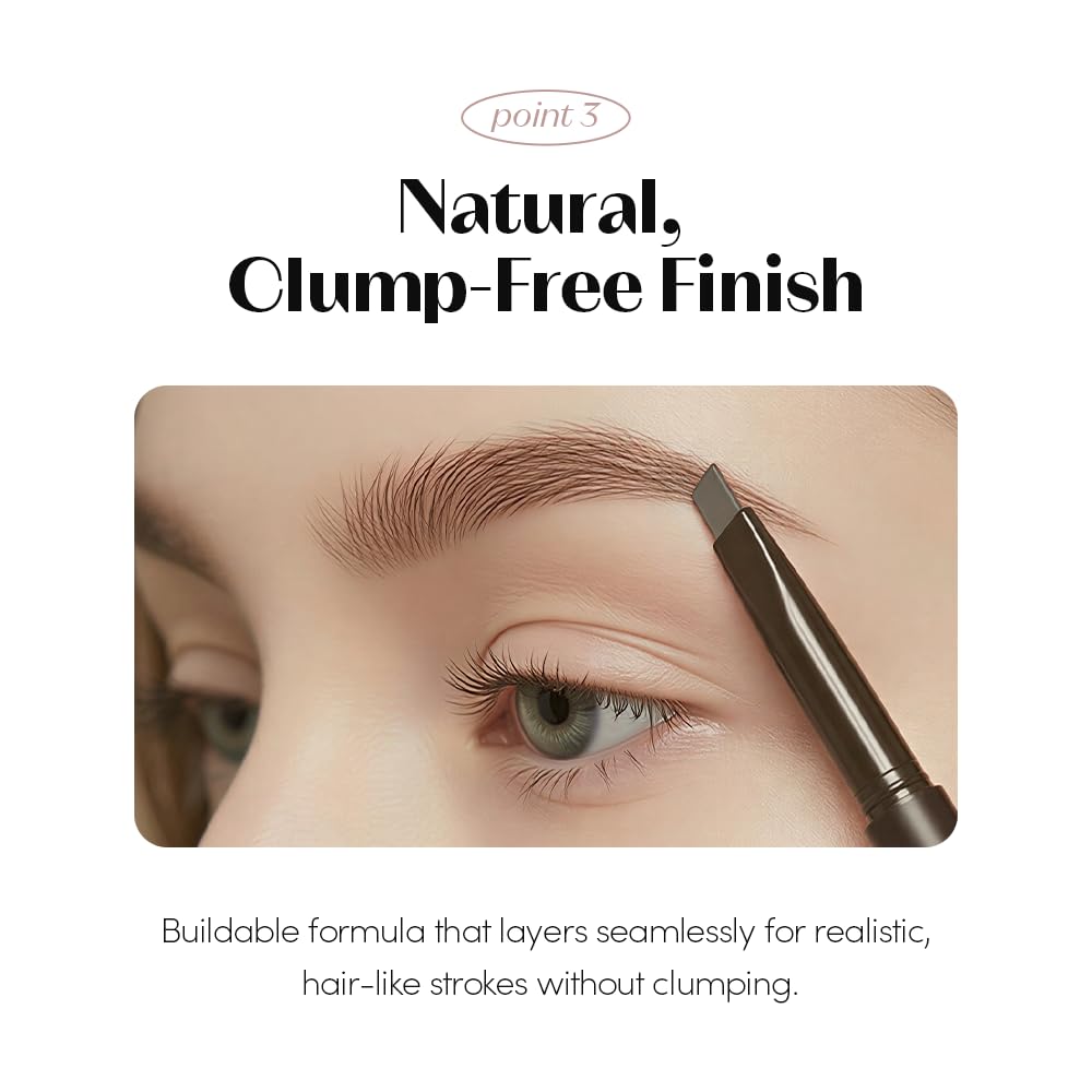 ETUDE eyebrow pencil in makeup bag showing portability advantage