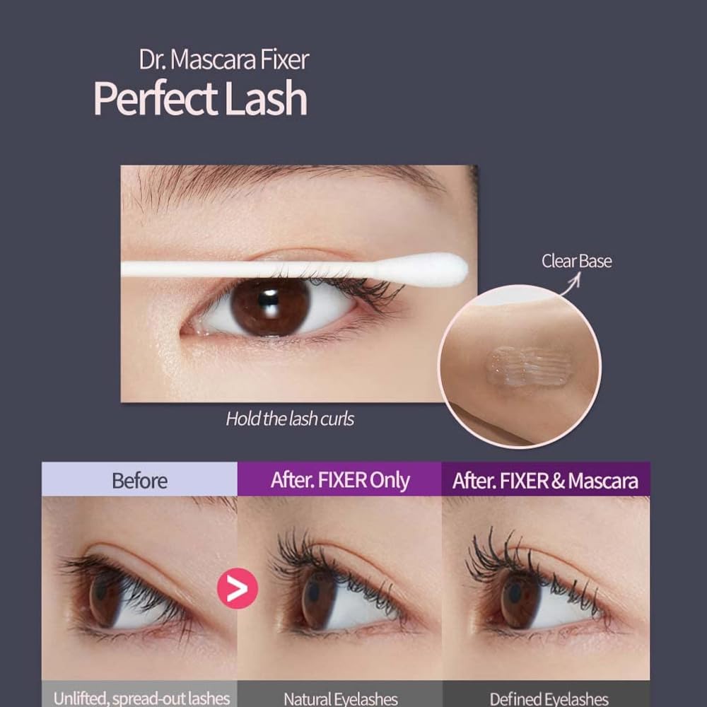 ETUDE Dr. Mascara Fixer clear gel texture swirl demonstrating smooth coating benefit