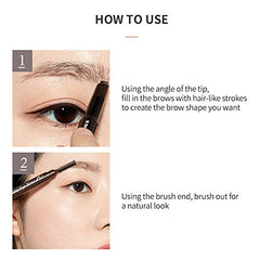 ETUDE pencil next to finger showing 0.25g scale and travel-friendly size