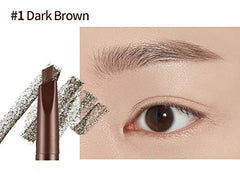ETUDE swatch on skin showing true No.1 Dark Brown shade payoff