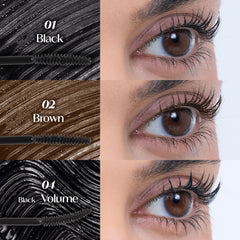ETUDE applying mascara to upper lashes showing ease of precise application