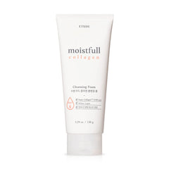 ETUDE front packaging of Moistfull Collagen Foam cleanser showing product benefits