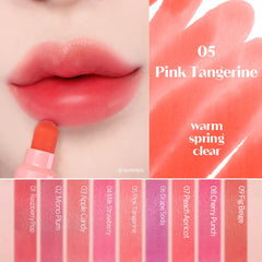ETUDE pink tangerine swatch on arm showing true high-pigment payoff benefit