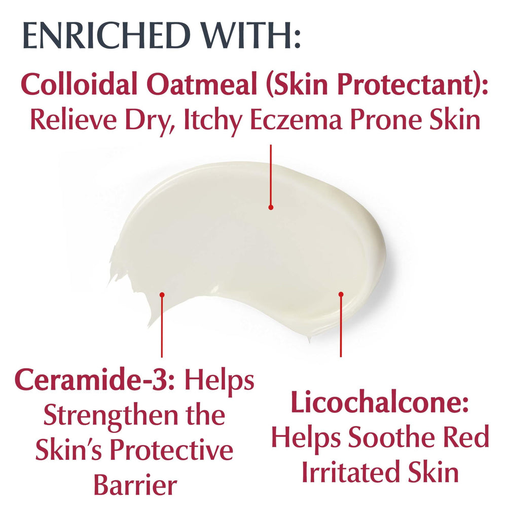 Eucerin being applied to an arm to soothe eczema-prone skin effectively