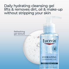 Eucerin gel texture close-up showing clear gel and hydrating feel