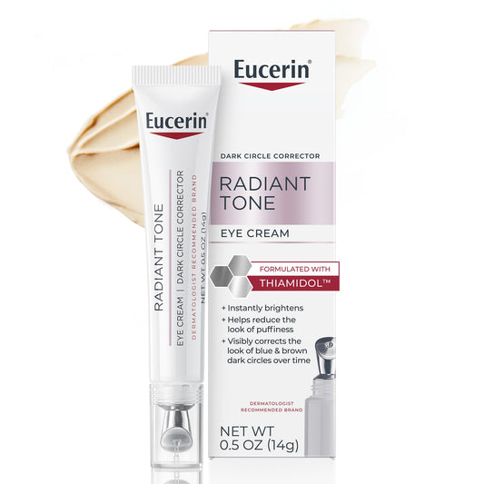 Eucerin tube front view showing product for instant brightening