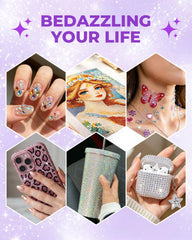 Eudaicful tool in use placing rhinestone on nail for accurate placement