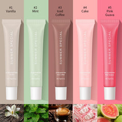 Eudivine mint gloss applied on lips showing cooling fresh finish and shine