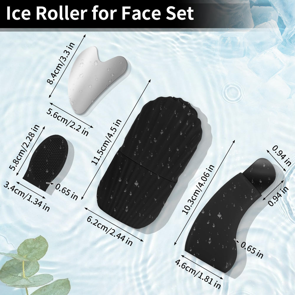 EUHBLE ice roller in use under eye showing reduced puffiness effect