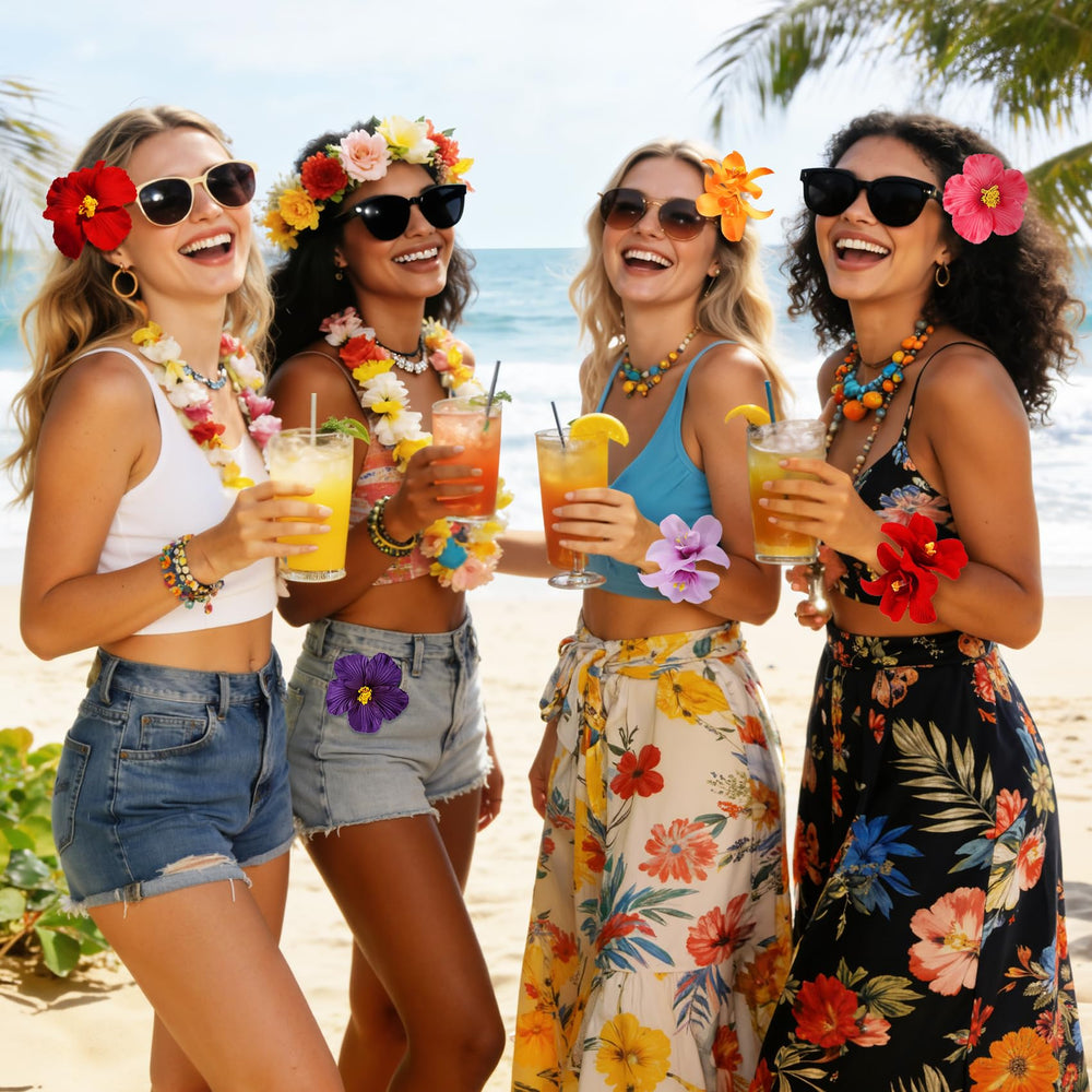 Eunhdet plumeria clip worn in hair at beach providing secure, stylish hold