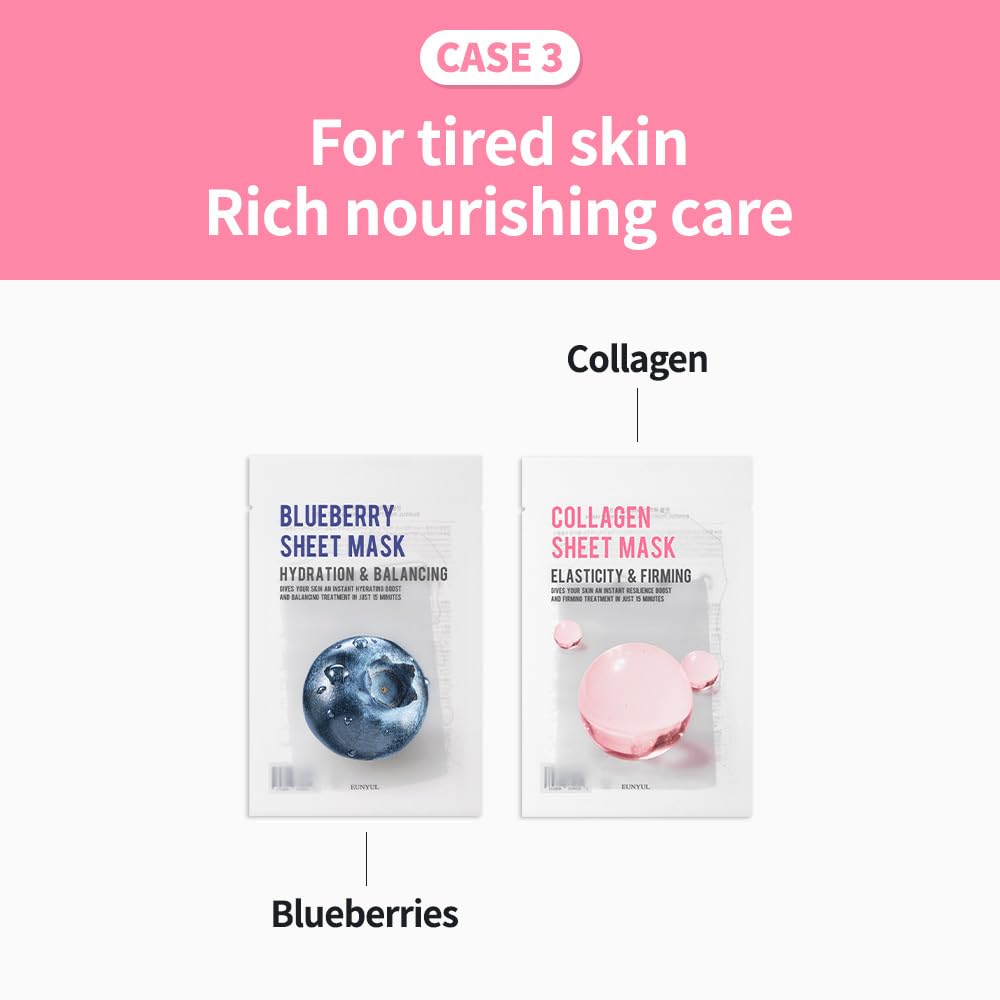 EUNYUL eight variant masks displayed for flexible skincare choices
