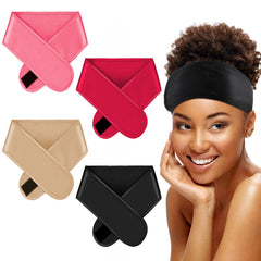 Eurzom front view of four satin hair wraps showing colors and neat packaging, protective benefit