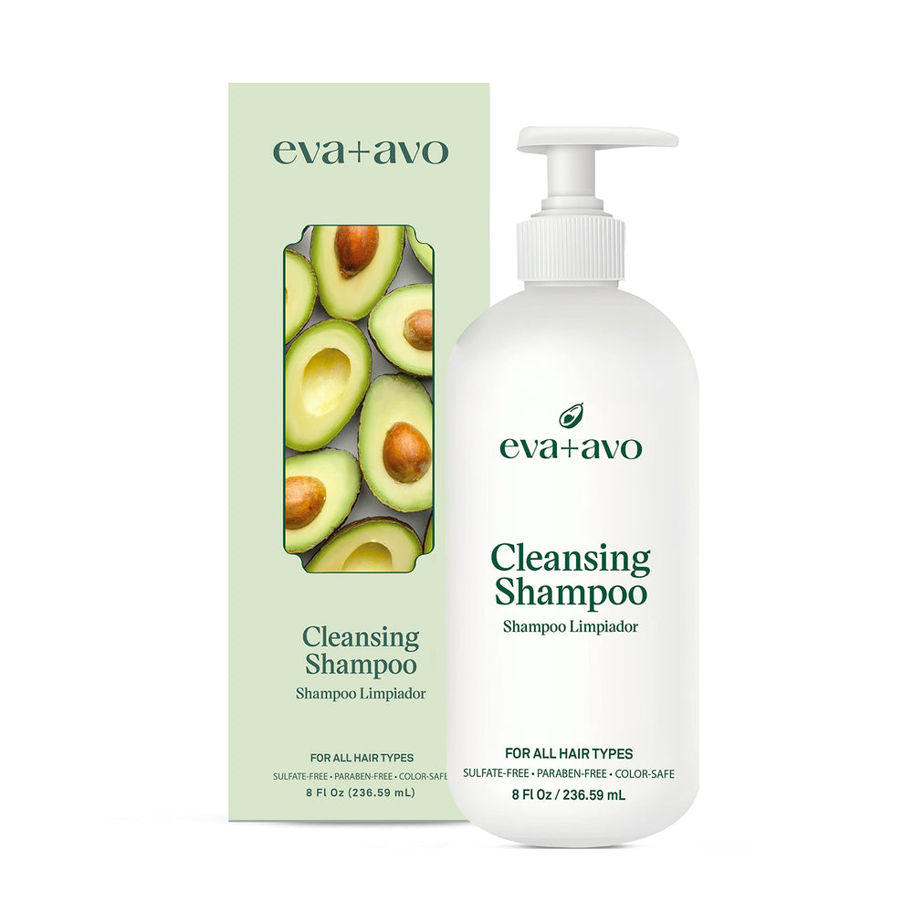 EVA + AVO front bottle view showing cleanser and brand for clear identification