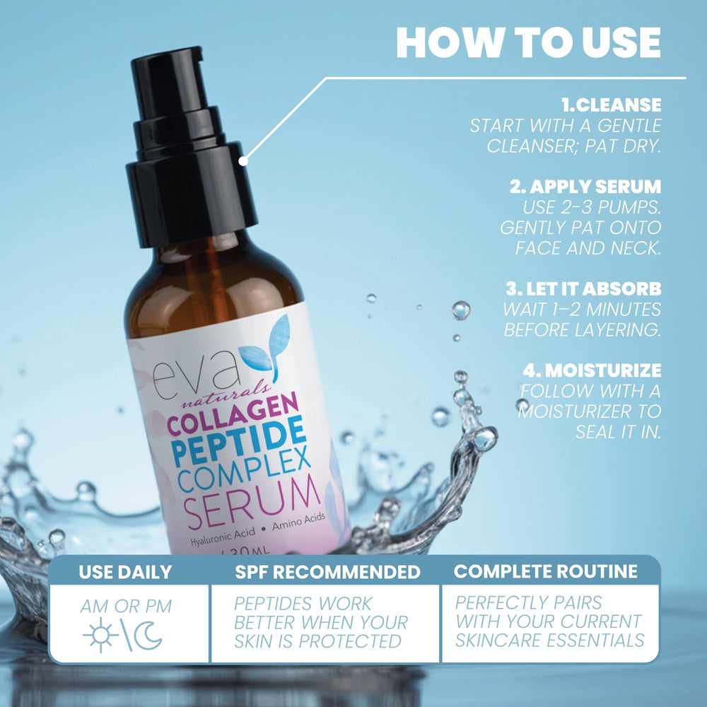 Eva Naturals applying serum to neck for firmer, smoother appearance