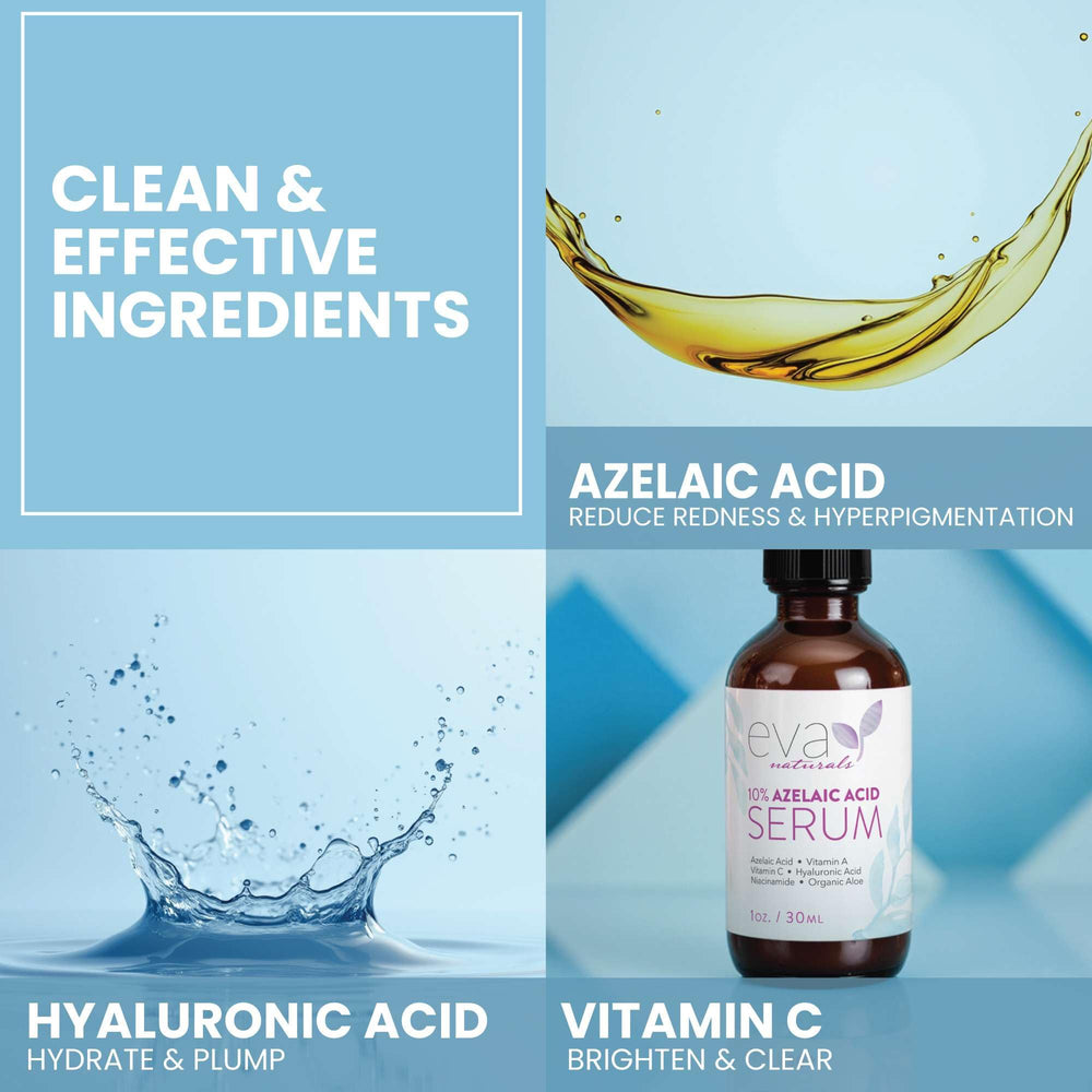 Eva Naturals before and after collage showing smoother, calmer skin