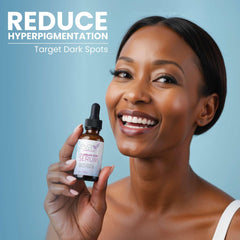 Eva Naturals serum on bathroom shelf in lifestyle setting for daily use