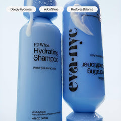 EVA·NYC conditioner pouring from bottle highlighting creamy consistency