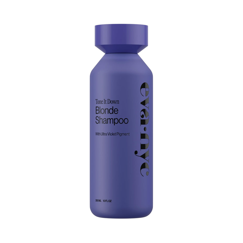 EVA·NYC front bottle of Tone It Down purple shampoo showing packaging and benefit