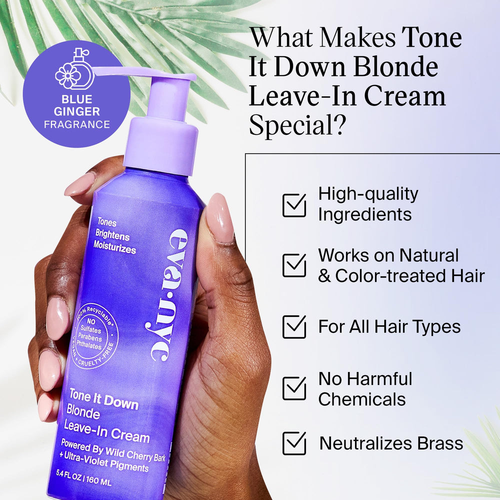 Close-up of EVA·NYC label listing key ingredients and vegan, silicone-free benefits