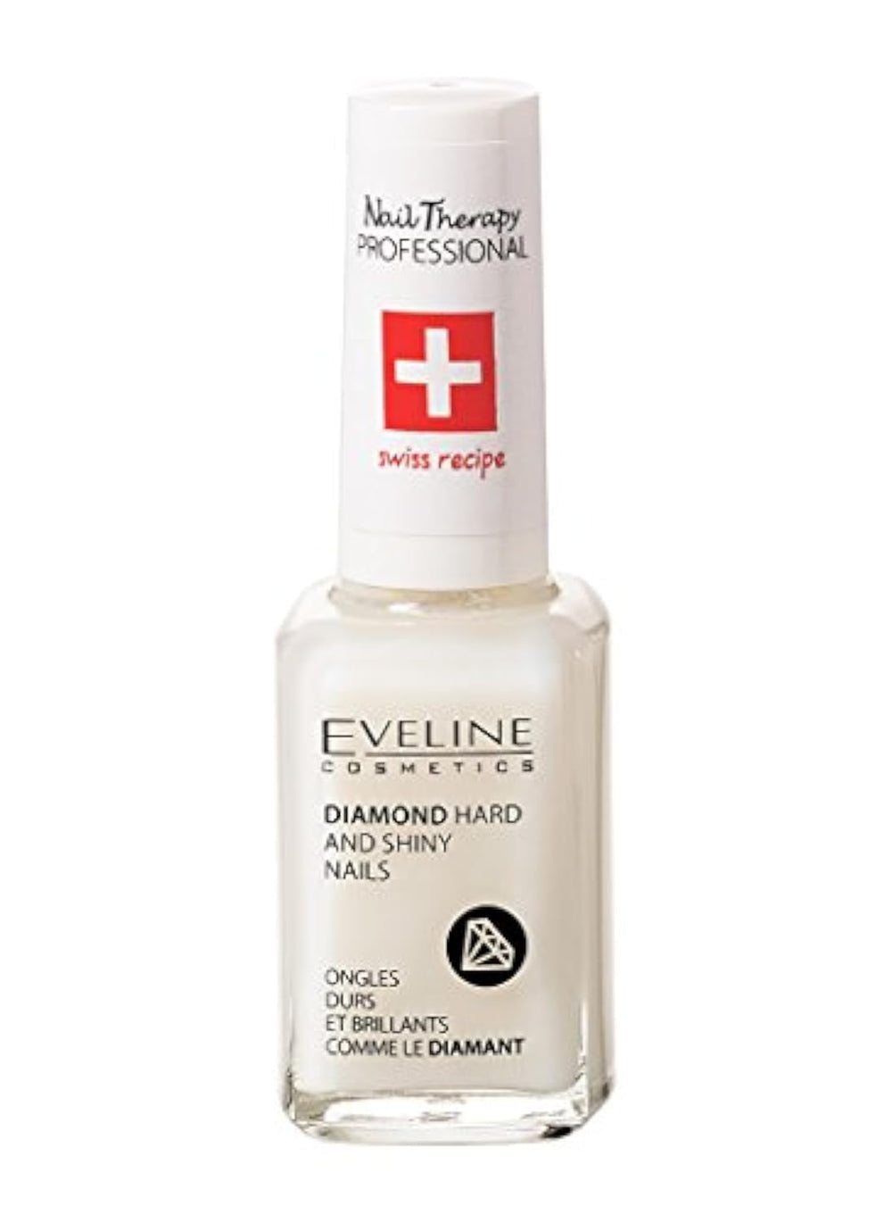EVELINE COSMETICS front bottle shot showing clear nail strengthener and glossy finish