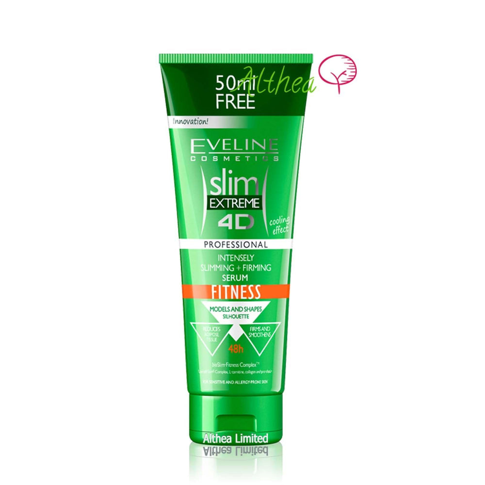 EVELINE COSMETICS applying serum to thigh demonstrating firming massage benefit