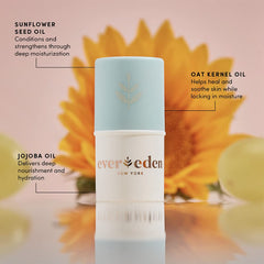 Evereden balm stick open displaying creamy texture for gentle glide
