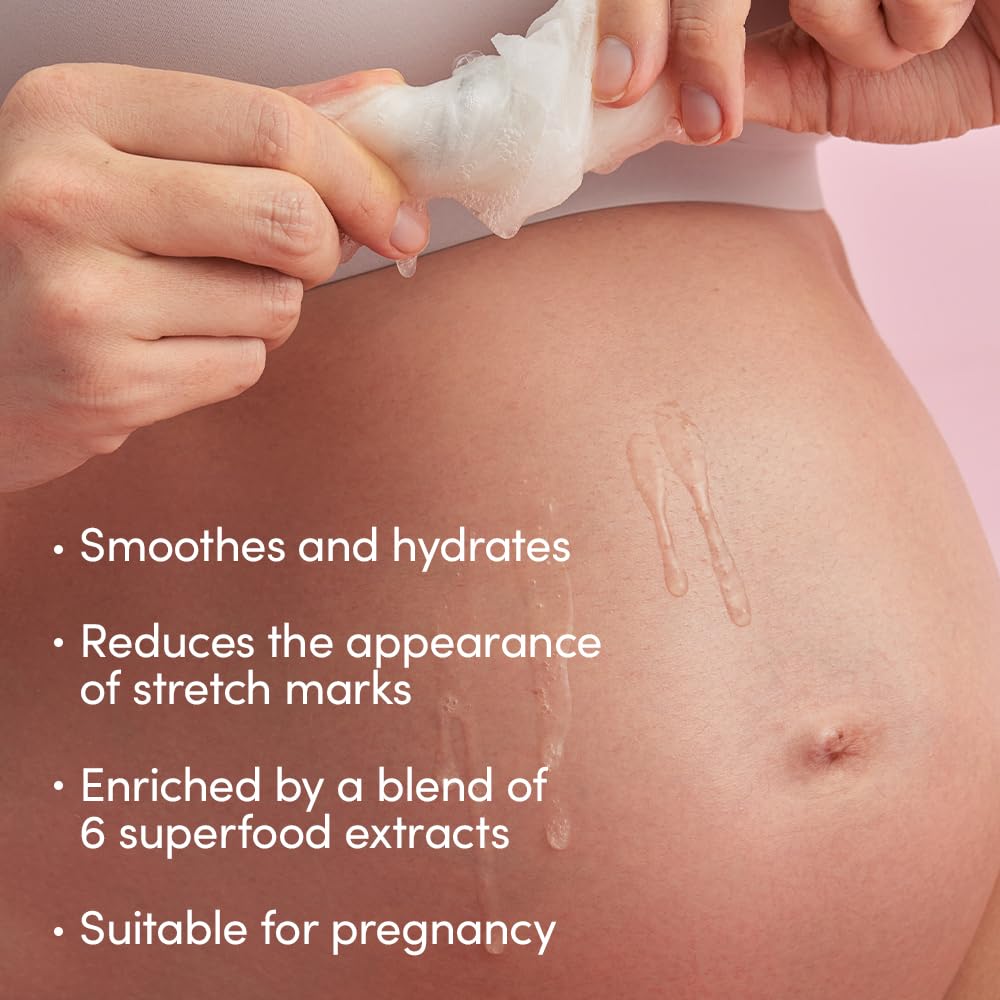 Evereden mask applied on pregnant belly showing comfortable full-coverage benefit