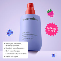 Evereden detangler spray key ingredients close up showing clean formula benefits