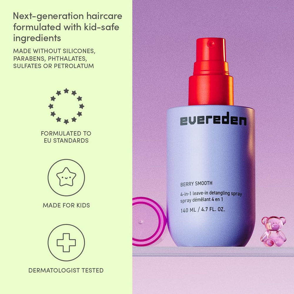 Evereden detangler spray next to common items for scale and convenience