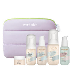 Evereden travel kit front view showing all five products and compact benefits
