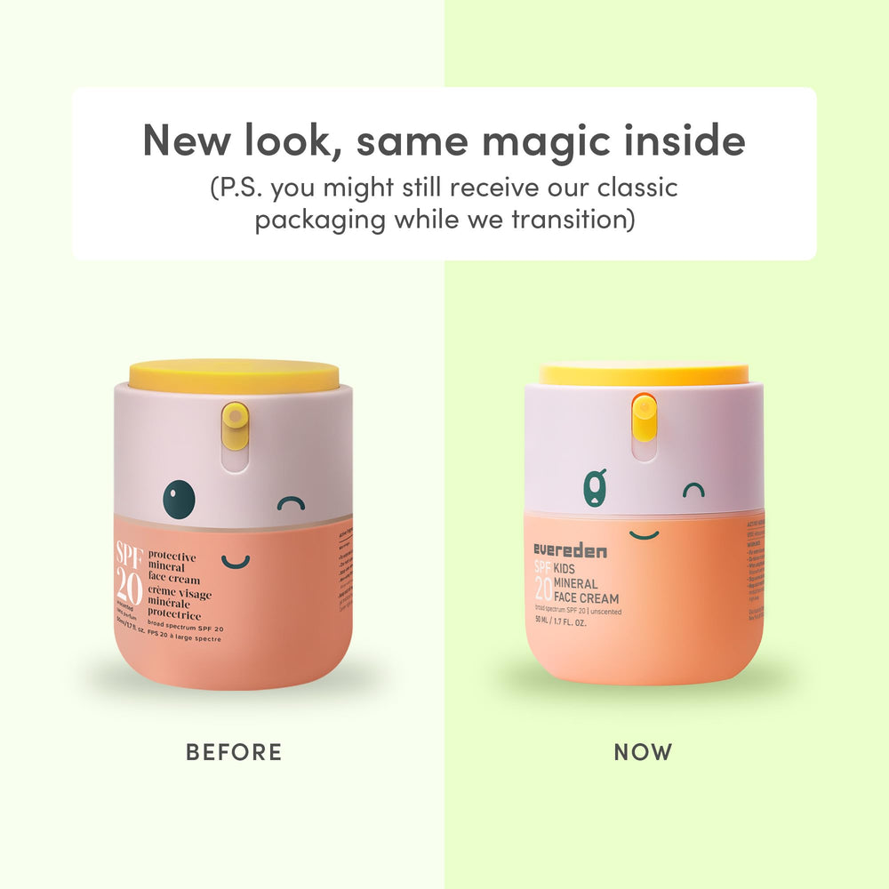Evereden labeled bottle showing clean ingredients and SPF benefits