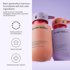 Evereden bottles beside an adult hand to show actual product scale