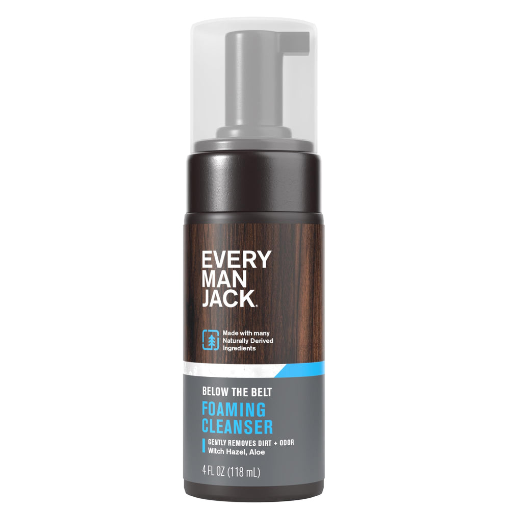 Every Man Jack front bottle view showing compact groin wash packaging and convenience
